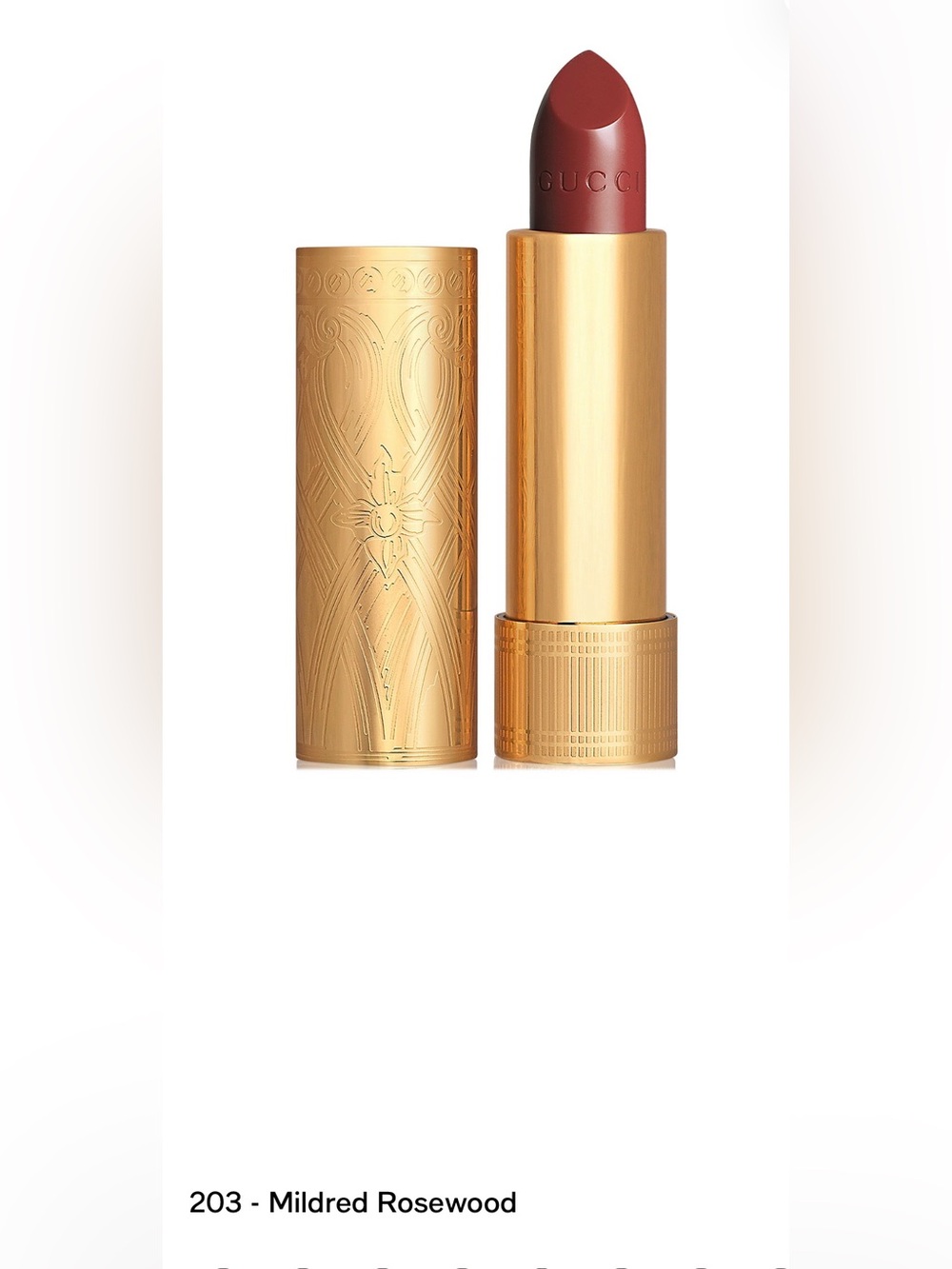 Gucci Satin Lip Colour - Mildred Rosewood- 203- Rouge A Levres